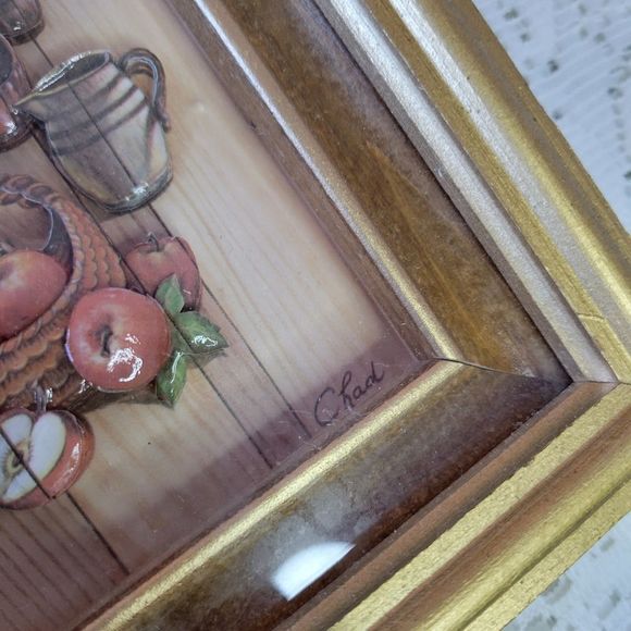 Vintage Paper Tole 3-D Art Holly Hobbie Kids Flower Fruit Baskets signed art - Picture 5 of 14